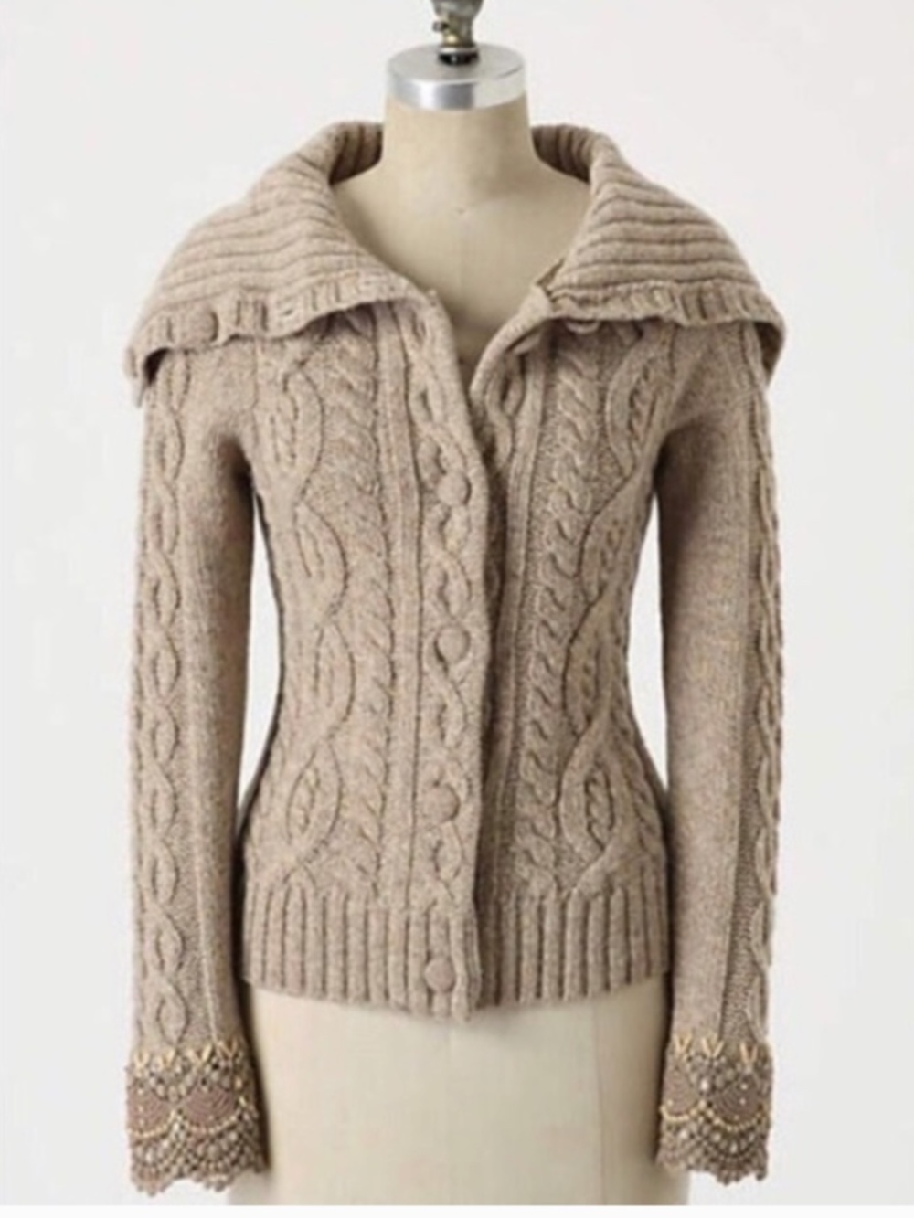 NWT Anthropologie Sleeping On Snow Wool Fisherman Cable Knit Cardigan Small